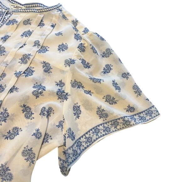 Max Studio women’s NEW blue floral and butterfly pattern blouse XL - Picture 4 of 7